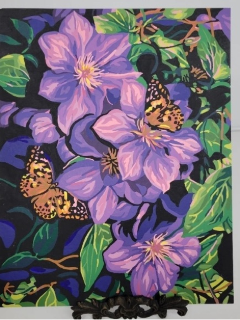 Clematis & Butterflies Paint by Number Finished‎ Acrylic Painting 11×14